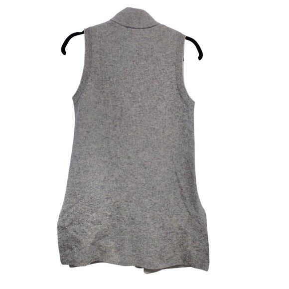 A.Ida Solid Gray Open Front Mock Neck Pockets Sleeveless Sweater Vest M - Picture 2 of 8